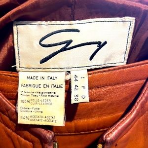 Genny leather tan top and bottom jacket/ skirt combo rare Glove leather size 10